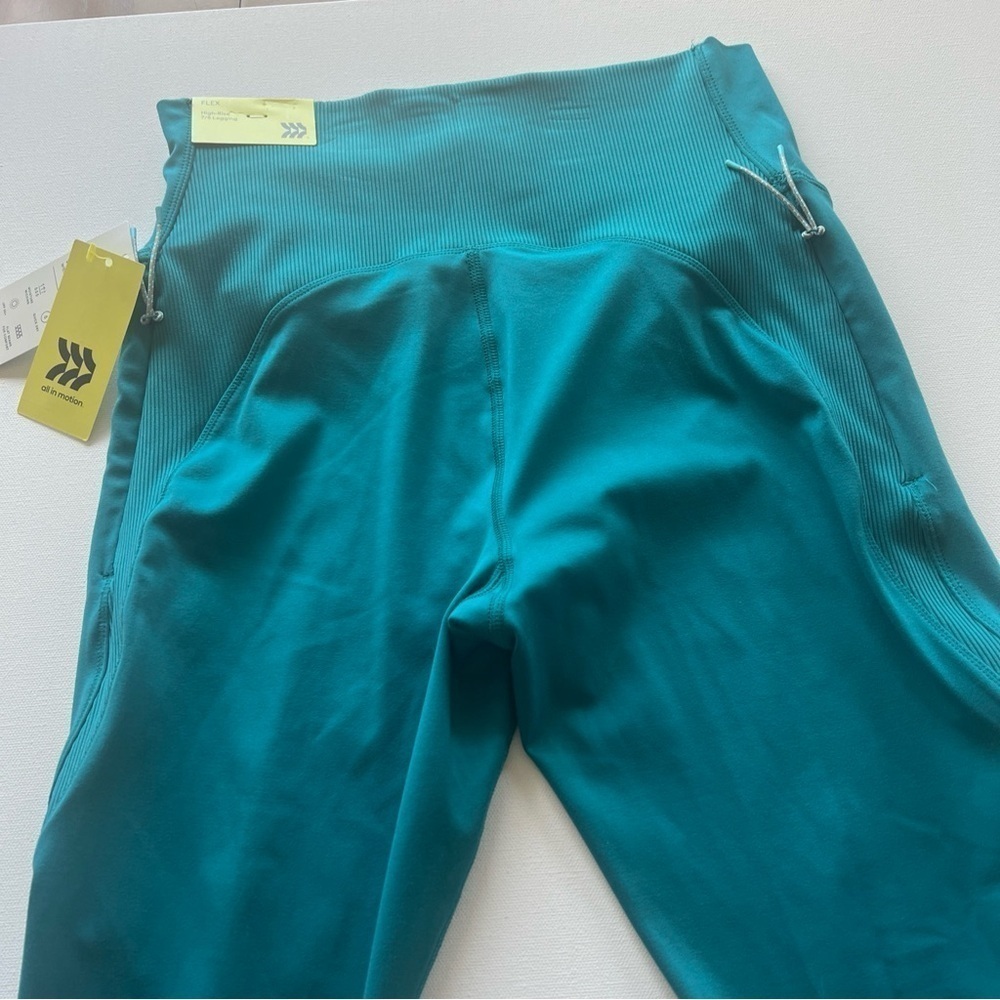 NWT All in Motion Women's Flex Ribbed High-Rise 7/8 Leggings Large Teal (A4) - Picture 6 of 8